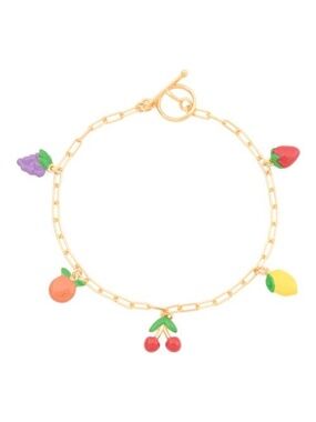 MILOR SILVER Made In Italy Sterling Silver Enamel Fruits Charm Bracelet